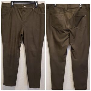 Chico's Women's Pants Size 2 Green Textured Microsuede Slacks